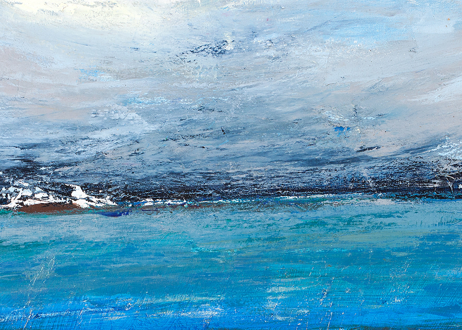  Tranh canvas sơn dầu trừu tượng Biển xanh