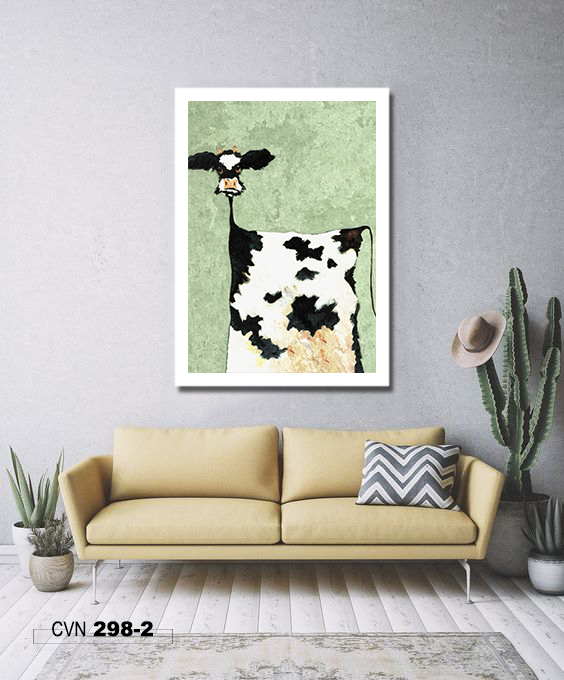 Tranh canvas trang trí decor chú bò sữa-298-2