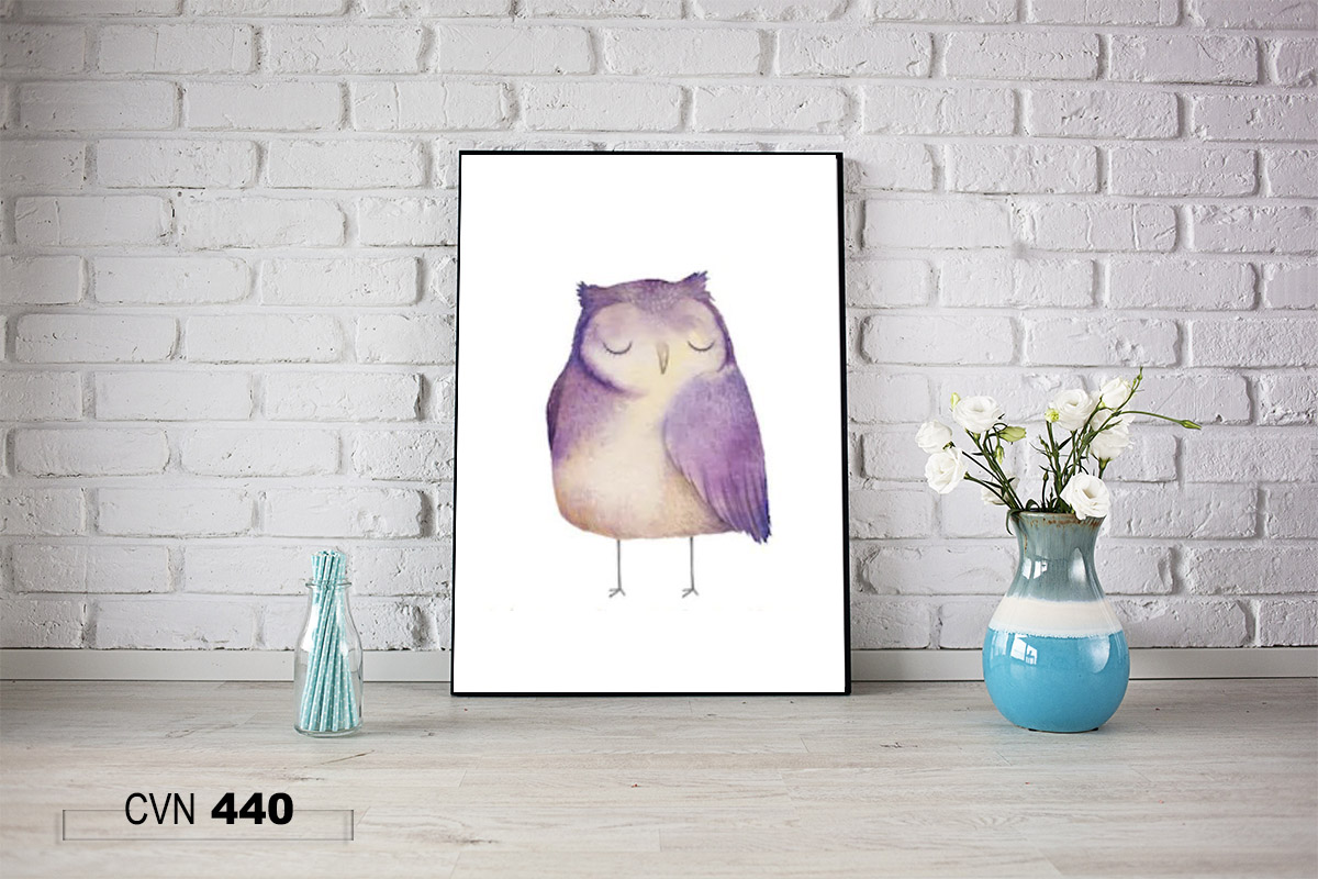 Tranh canvas trang trí decor chim cú mèo -440